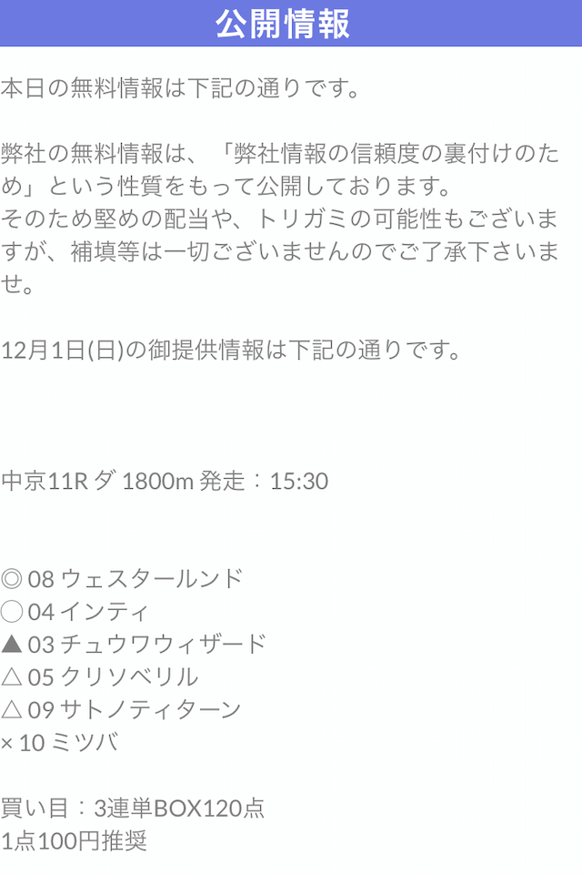 アンバサダー予想1201