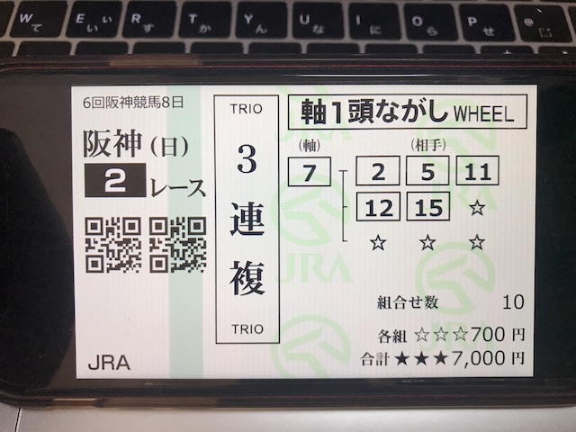 アイリアルの無料予想 12月27日の阪神2Rの馬券画像