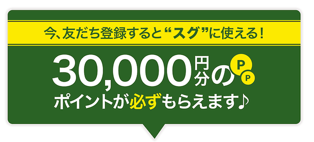 ウマセラの登録特典 30,000円分のポイント付与