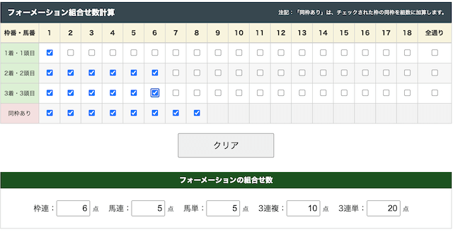 三連複フォーメーション 1000円 おすすめの10点の組み合わせ
