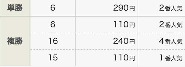 4番人気買い続ける2レース目結果
