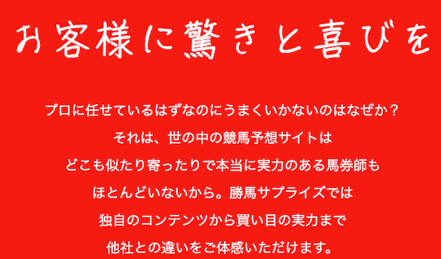 勝馬サプライズの特徴