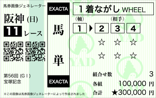 馬単1着軸流しの馬券