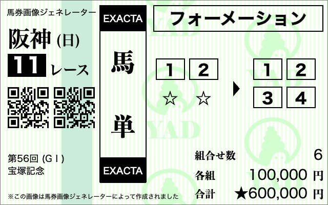 馬単マルチの馬券