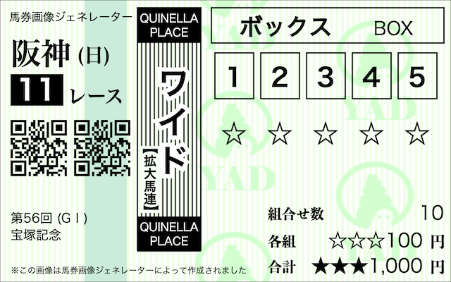 ワイドボックスとは 5頭ボックスの馬券