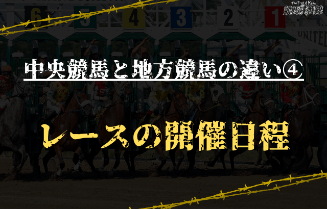 中央競馬と地方競馬の違い④：レースの開催日数