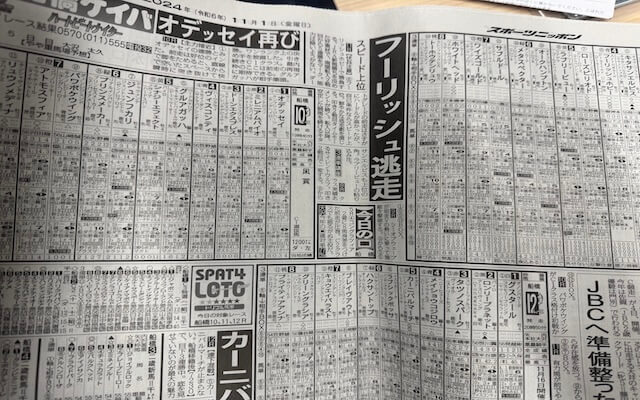 スポニチの新聞欄