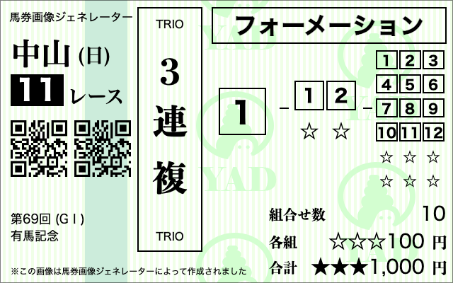 三連複フォーメーション10点3
