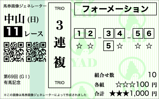 三連複フォーメーション10点4