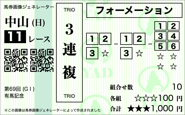 三連複フォーメーション10点5