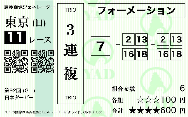 日本ダービー三連複予想