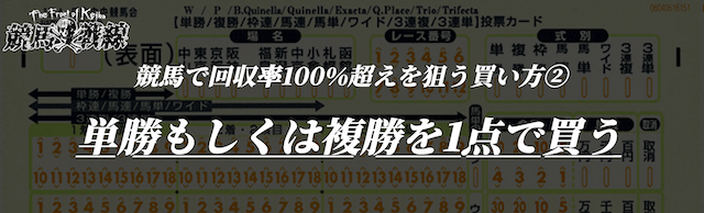 競馬で回収率100%超えを狙える買い方②単勝もしくは複勝を1点で買う