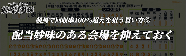 競馬で回収率100%超えを狙える買い方⑤配当妙味のある会場を抑えておく
