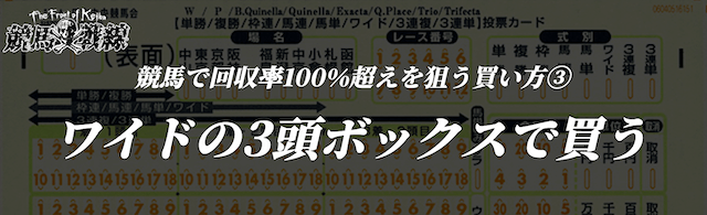 競馬で回収率100%超えを狙える買い方③ワイドの3頭ボックスで買う