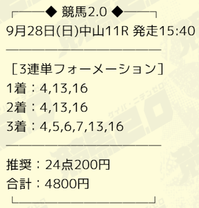 2025年08月28日_中山11R_買い目