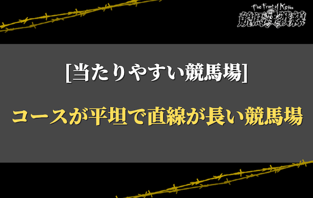 当たりやすい競馬場①：コースが平坦で直線が長い競馬場