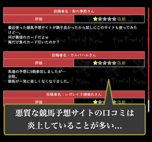 悪質な競馬予想サイトでは口コミが炎上していることが多い