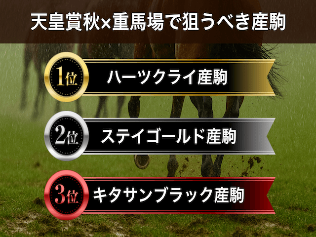 天皇賞・秋重馬場で狙う産駒