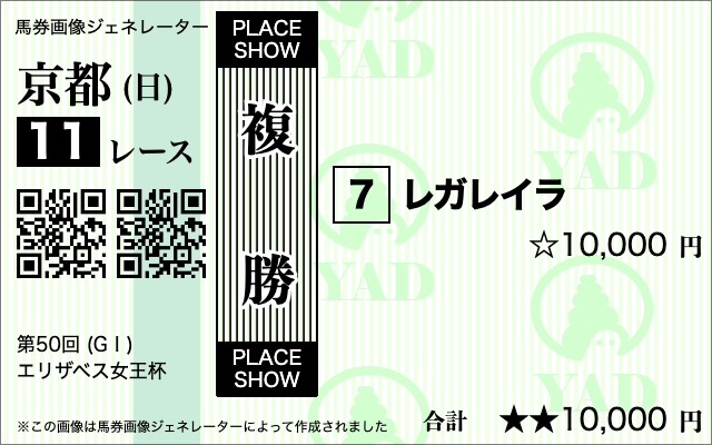 エリザベス女王杯複勝⑦10,000円