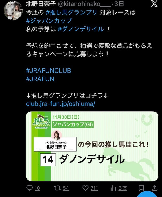 北野日奈子_競馬予想_推し馬グランプリ