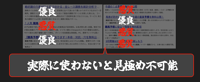 当初の競馬予想サイトの検索結果