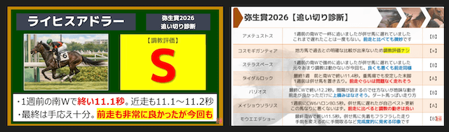 アギョウの競馬予想TVの追い切り評価