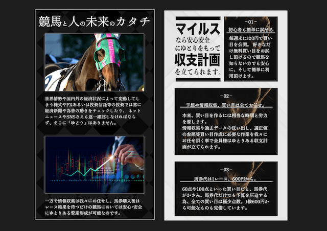 マイルスの非会員ページの内容