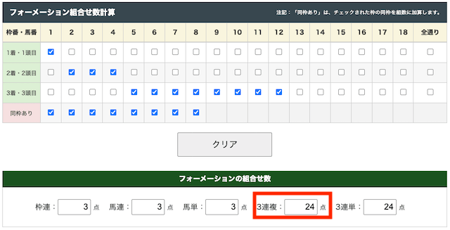 三連複フォーメーション最強の買い方・組み合わせ【1-3-8】