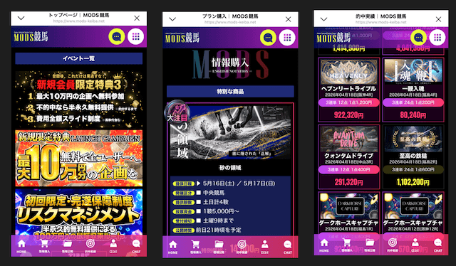 mods競馬の会員ページ