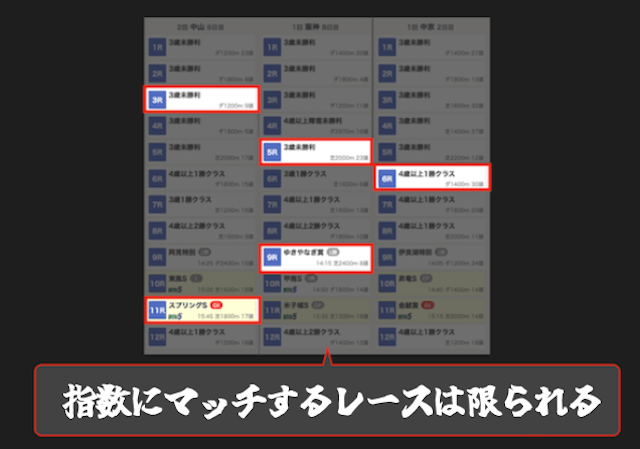 指数のマッチするレースは限られる