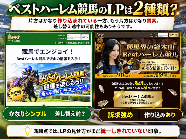 ベストハーレム競馬のLPが2種類あることについて調べた結果の紹介
